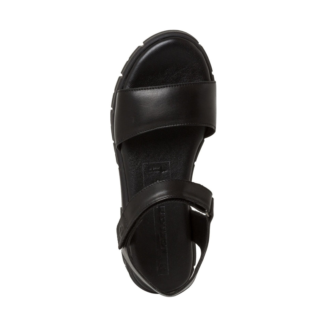 Tamaris womens black leather casual open sandals | Vilbury London