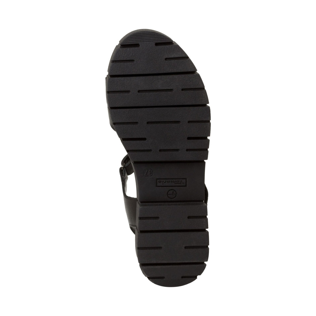 Tamaris womens black leather casual open sandals | Vilbury London