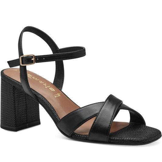 Tamaris womens black elegant open sandals | Vilbury London