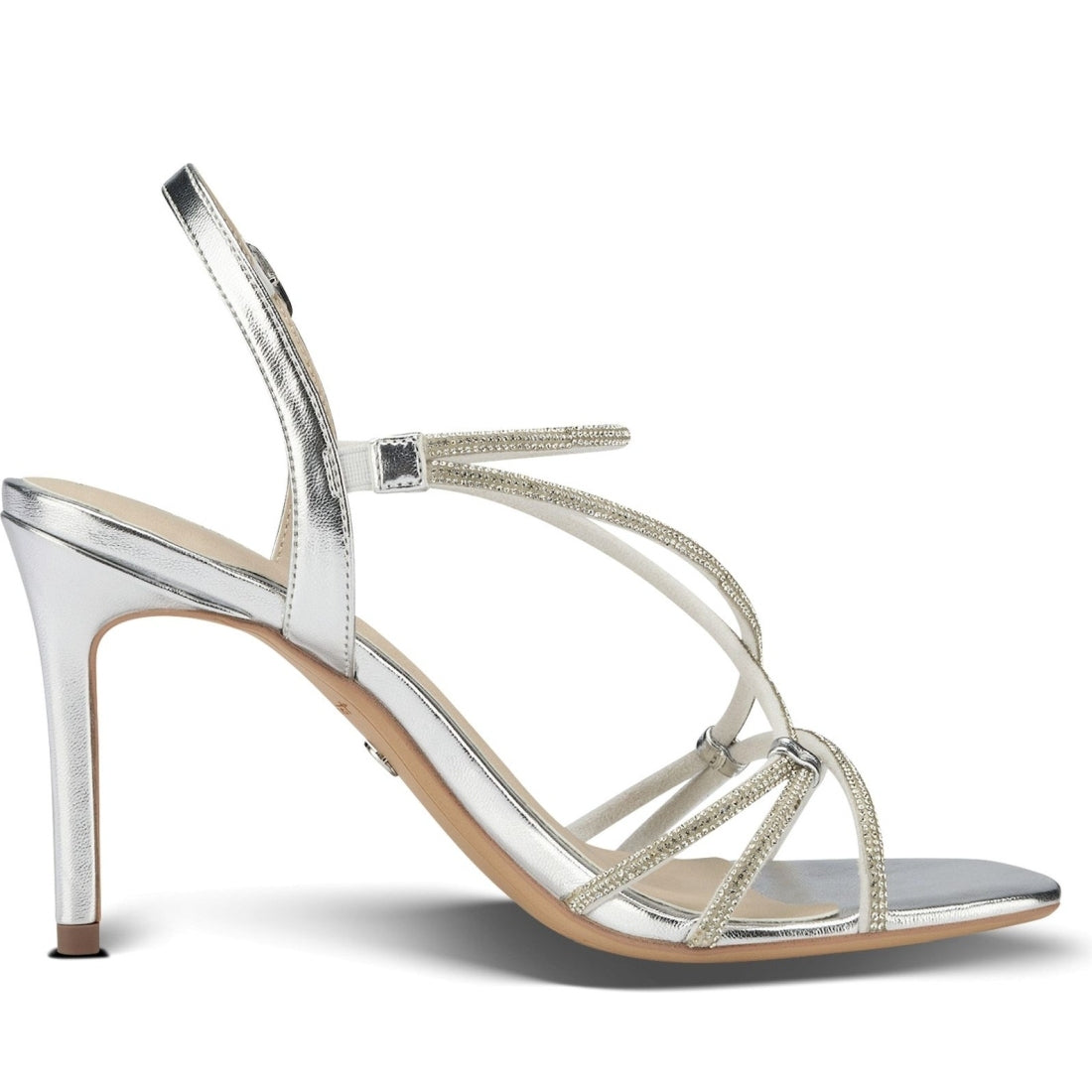 Tamaris womens silver elegant open sandals | Vilbury London