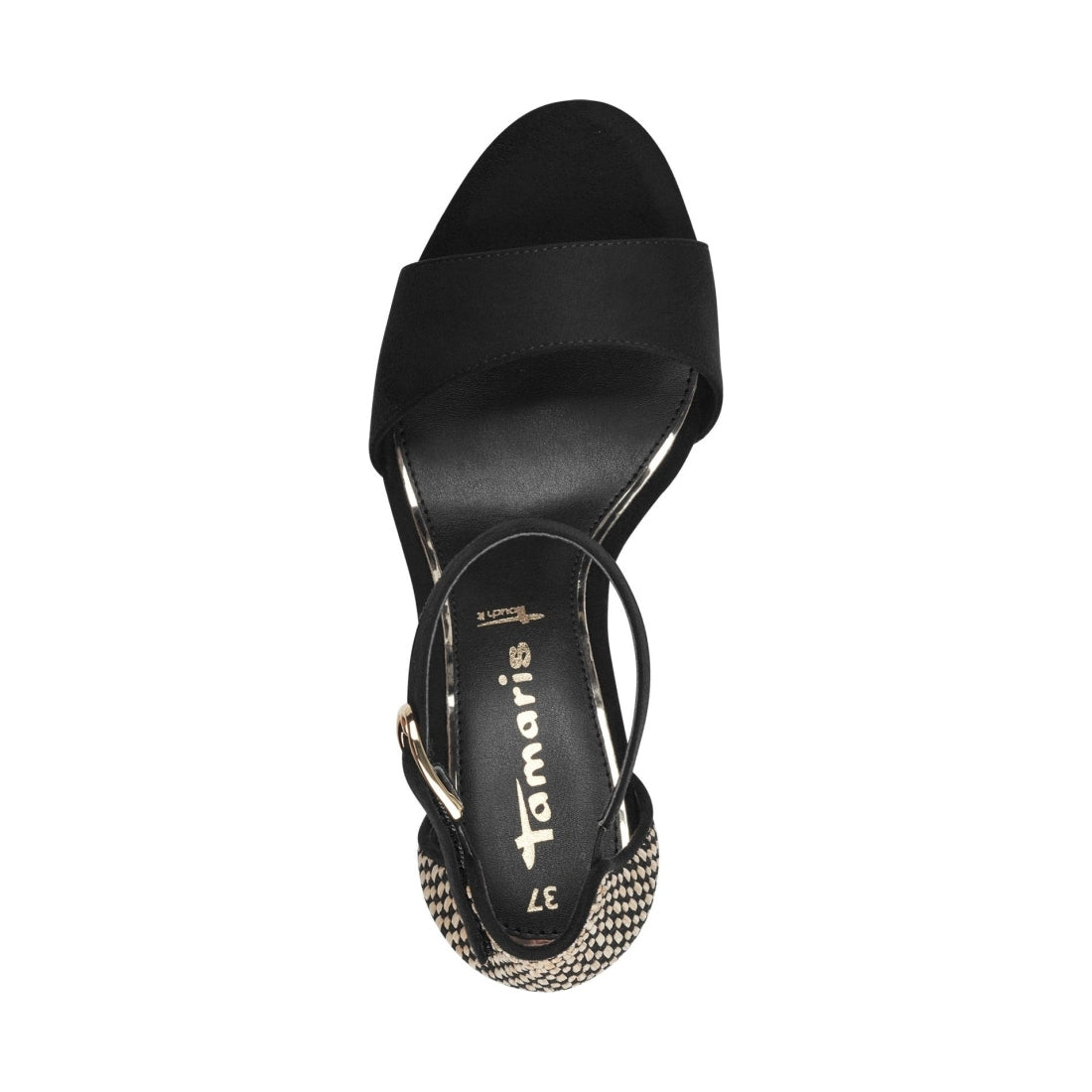 Tamaris womens black comb casual part-open sandals | Vilbury London