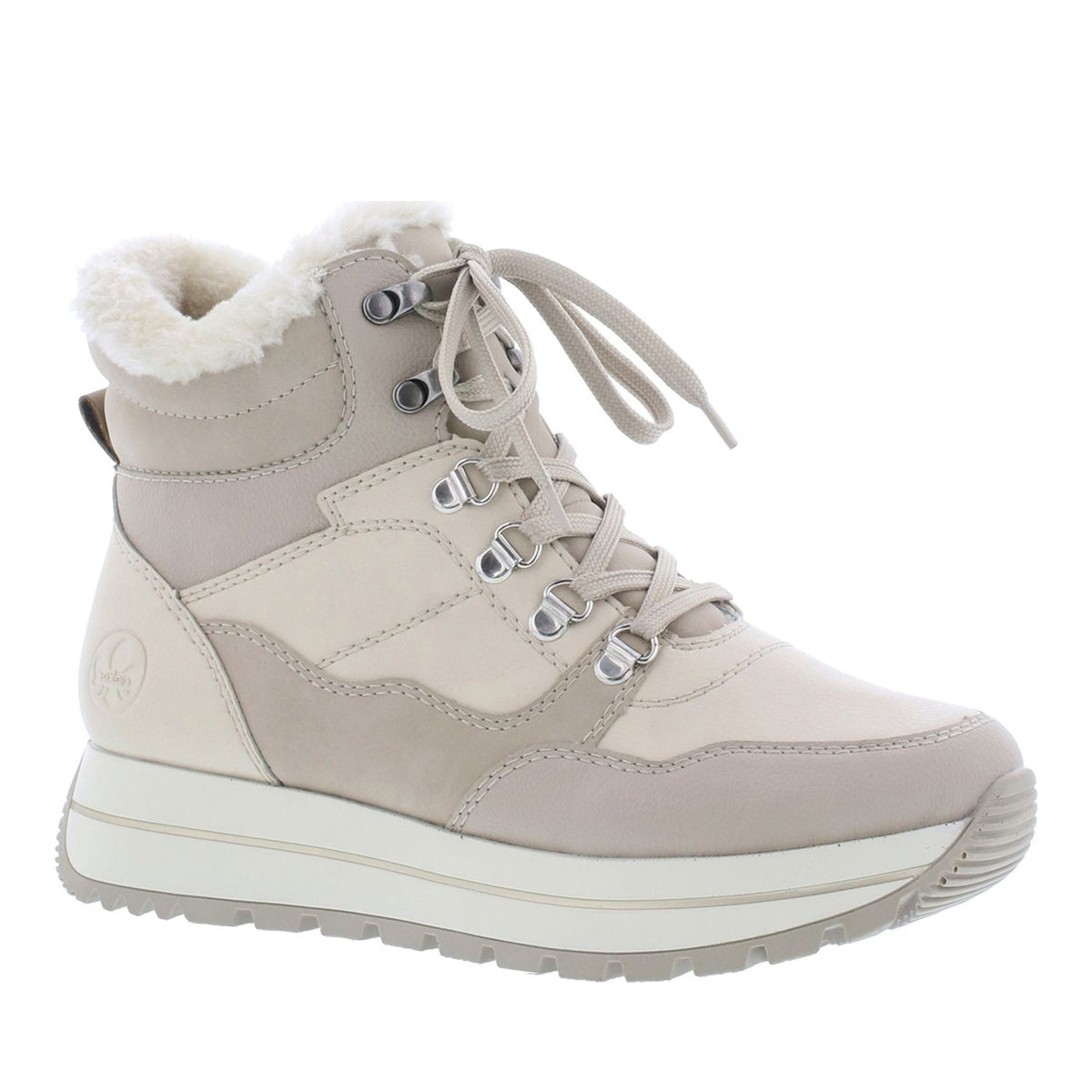 Women's Beige Mid Height Ankle Boots