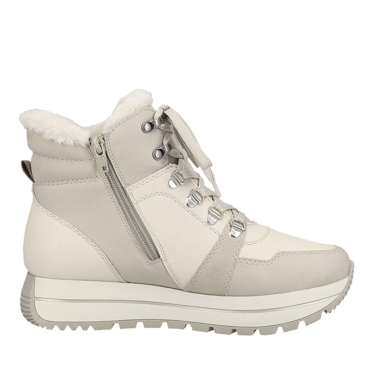 Women's Beige Mid Height Ankle Boots