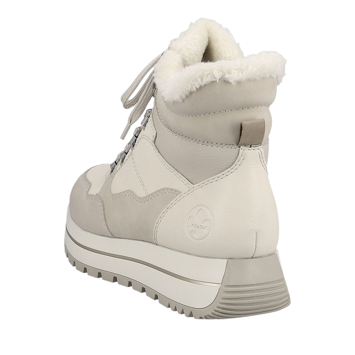 Women's Beige Mid Height Ankle Boots
