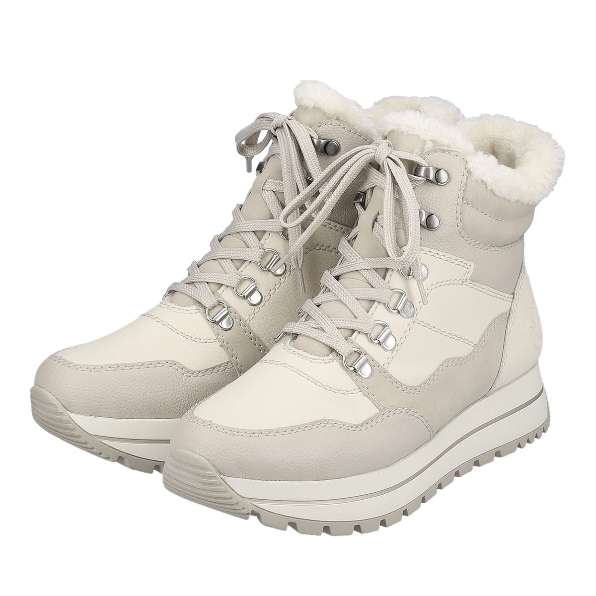 Women's Beige Mid Height Ankle Boots