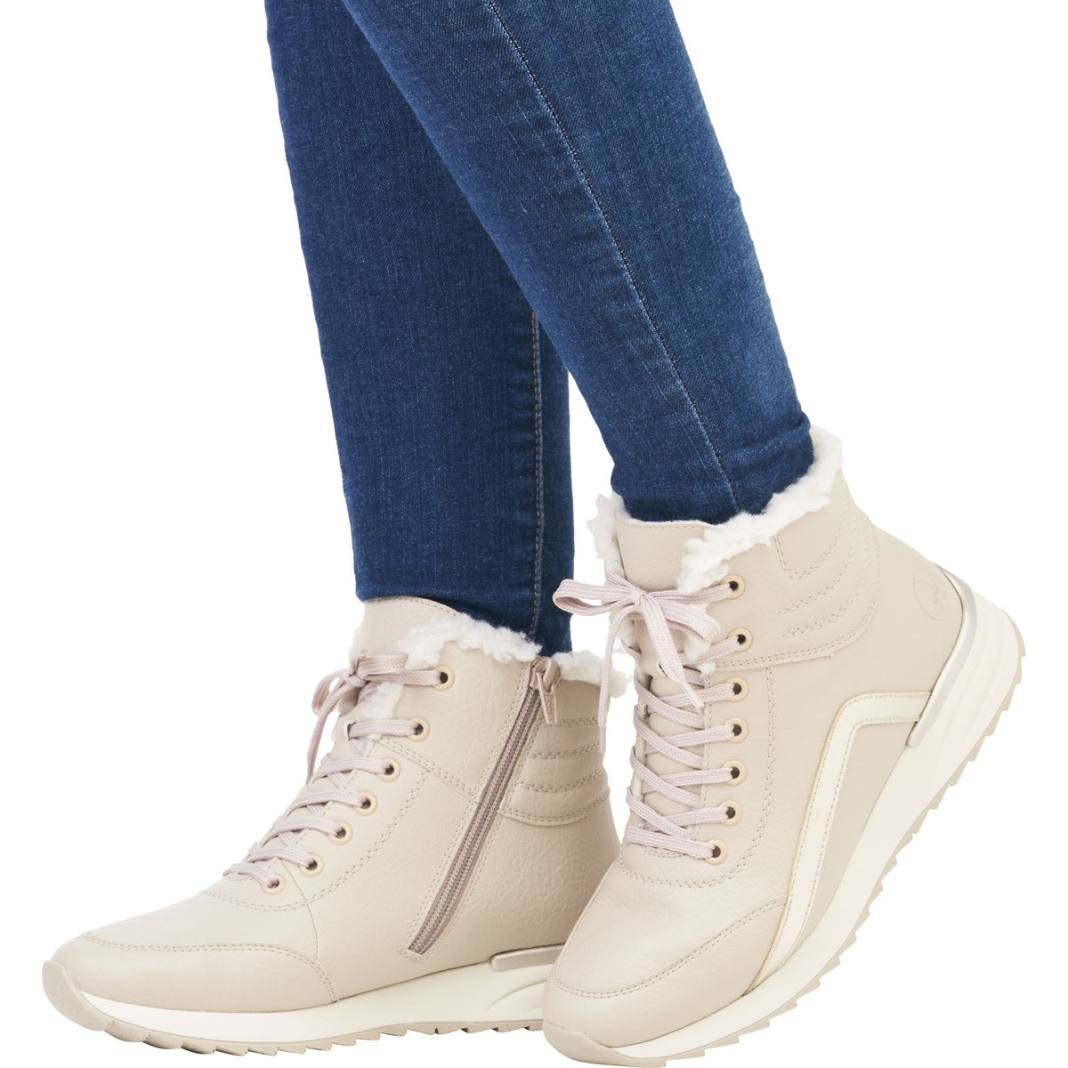 Women's Beige Mid-height Ankle Boots
