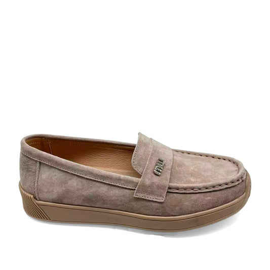 Women's Beige Wedge Loafers