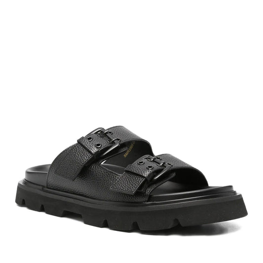 black casual open slippers