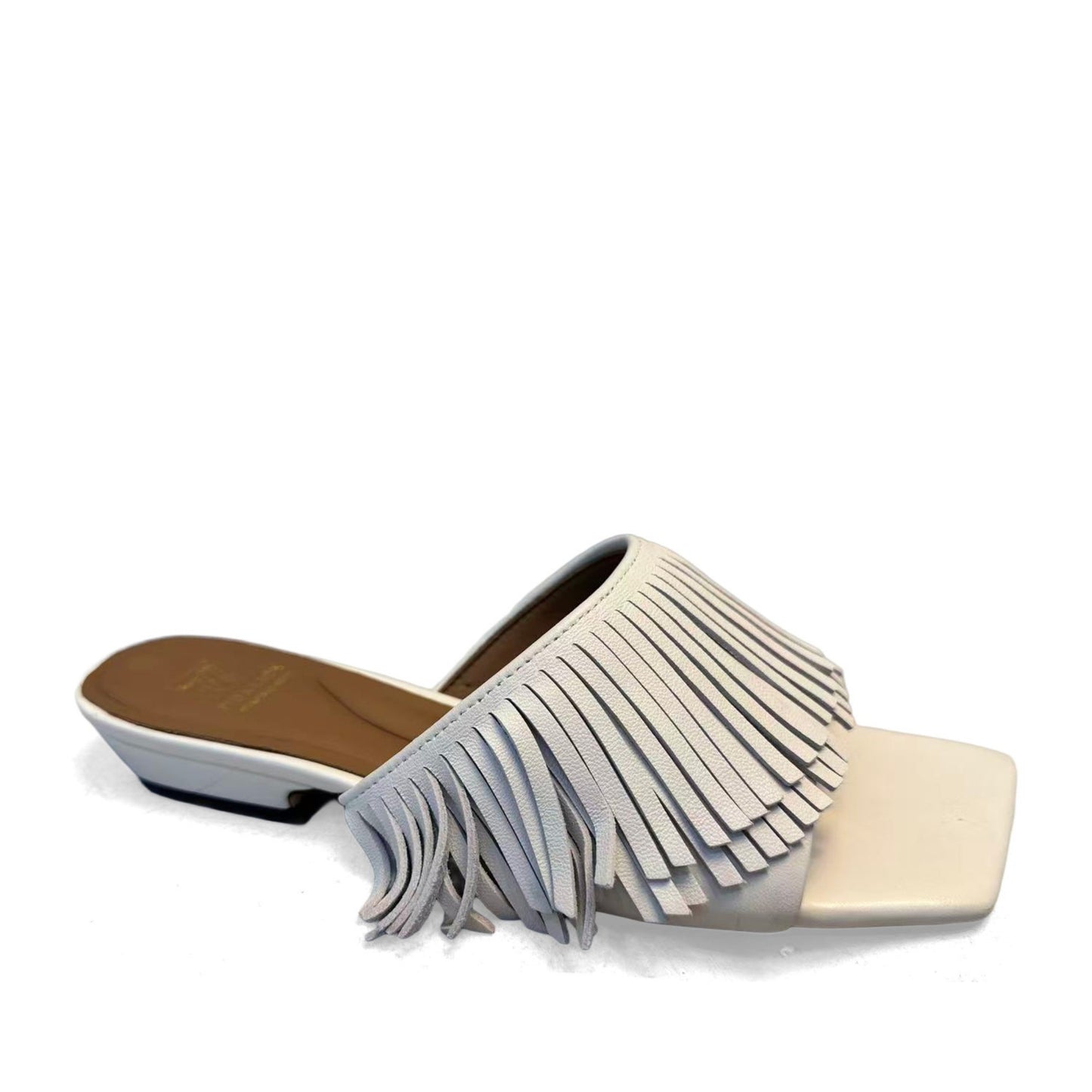 Women's White Open-Toe Slippers