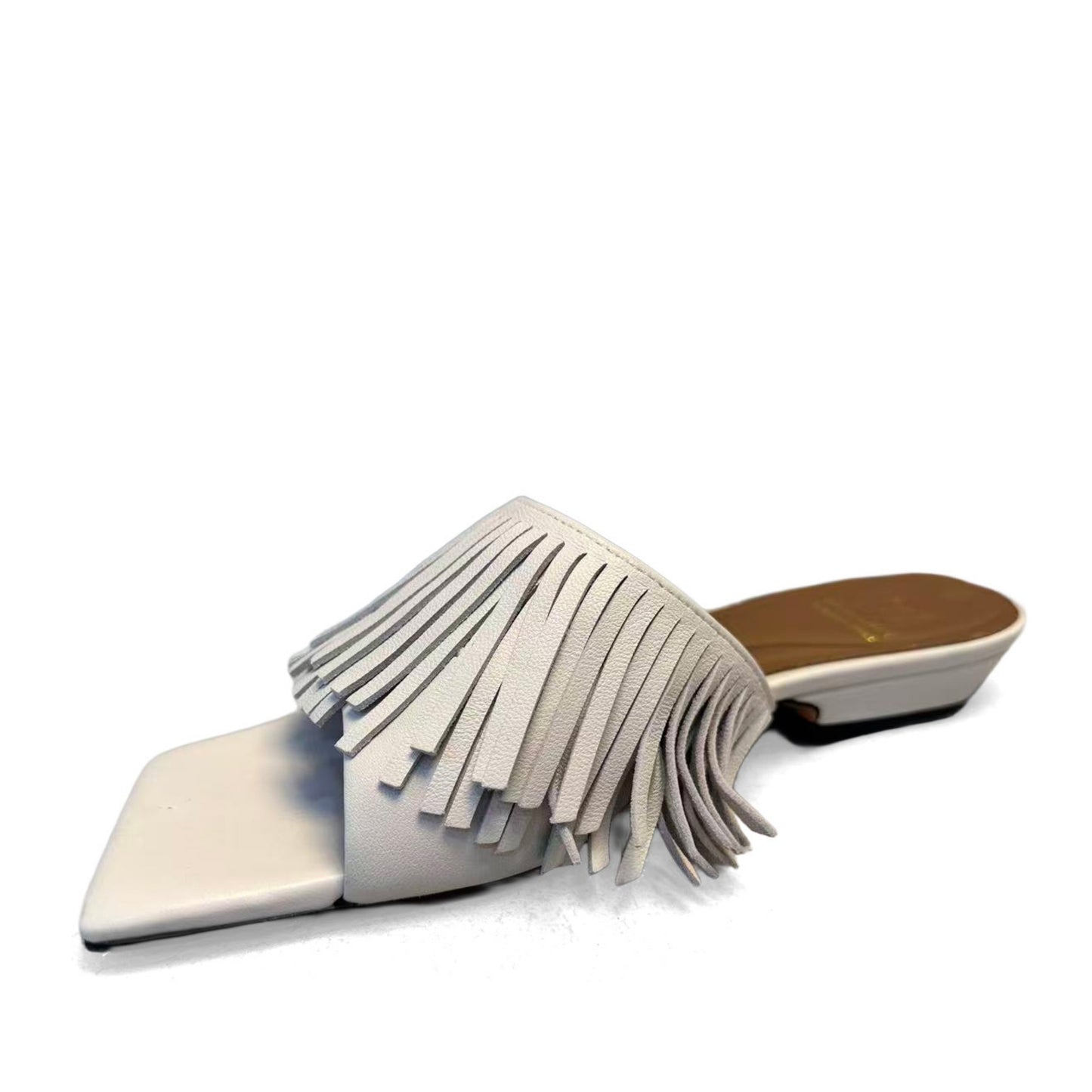 Women's White Open-Toe Slippers