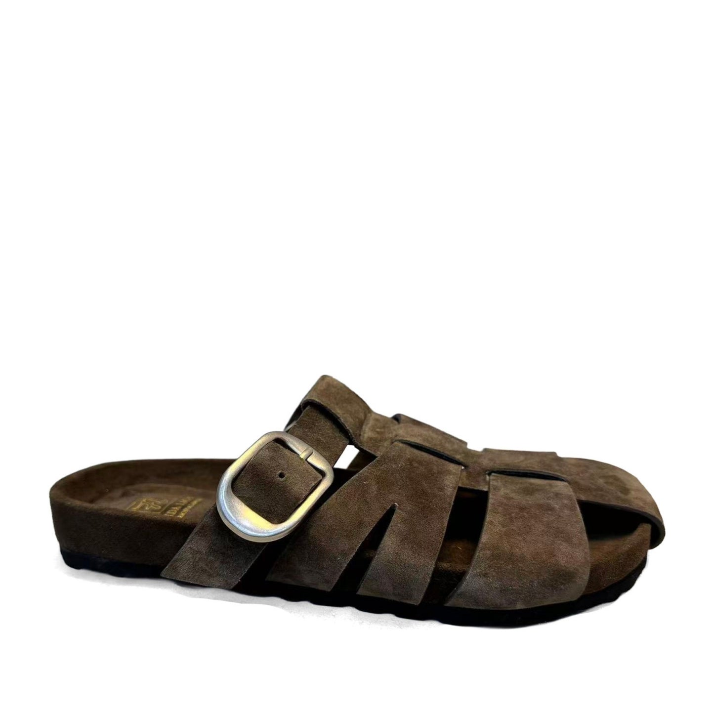 Women's Brown Wedge Open-Toe Slippers