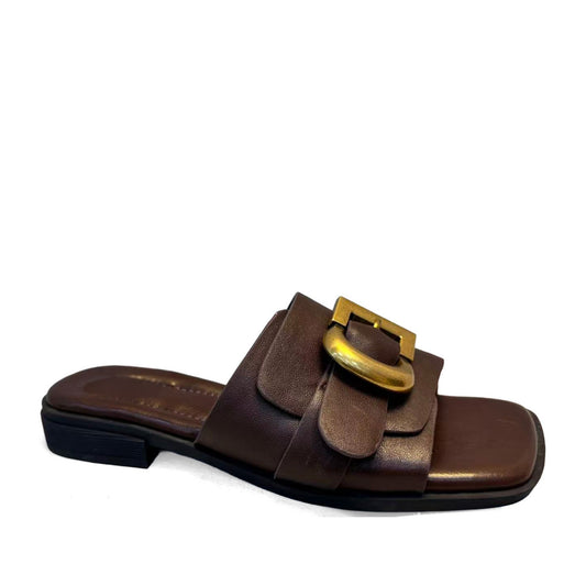 Women's Brown Open-Toe Slippers