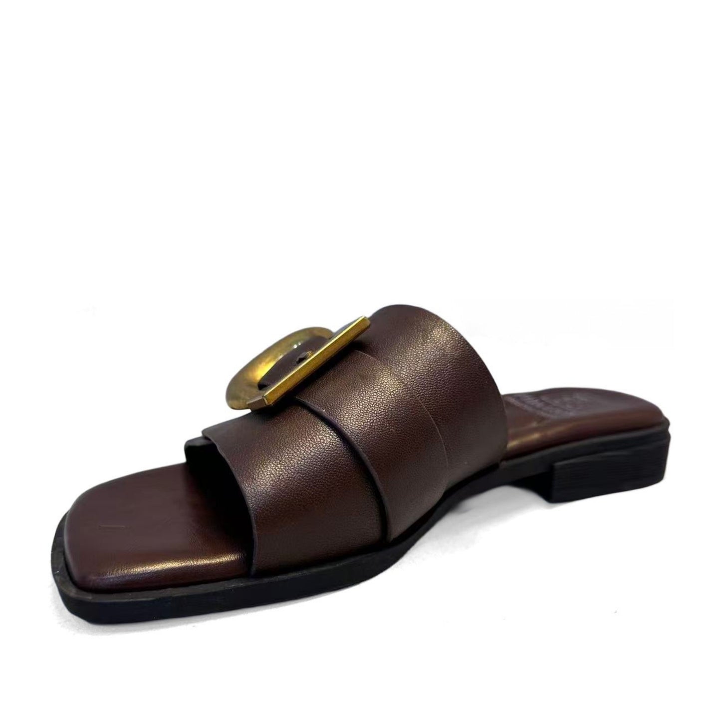 Women's Brown Open-Toe Slippers