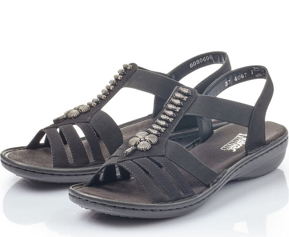 black casual open sandals