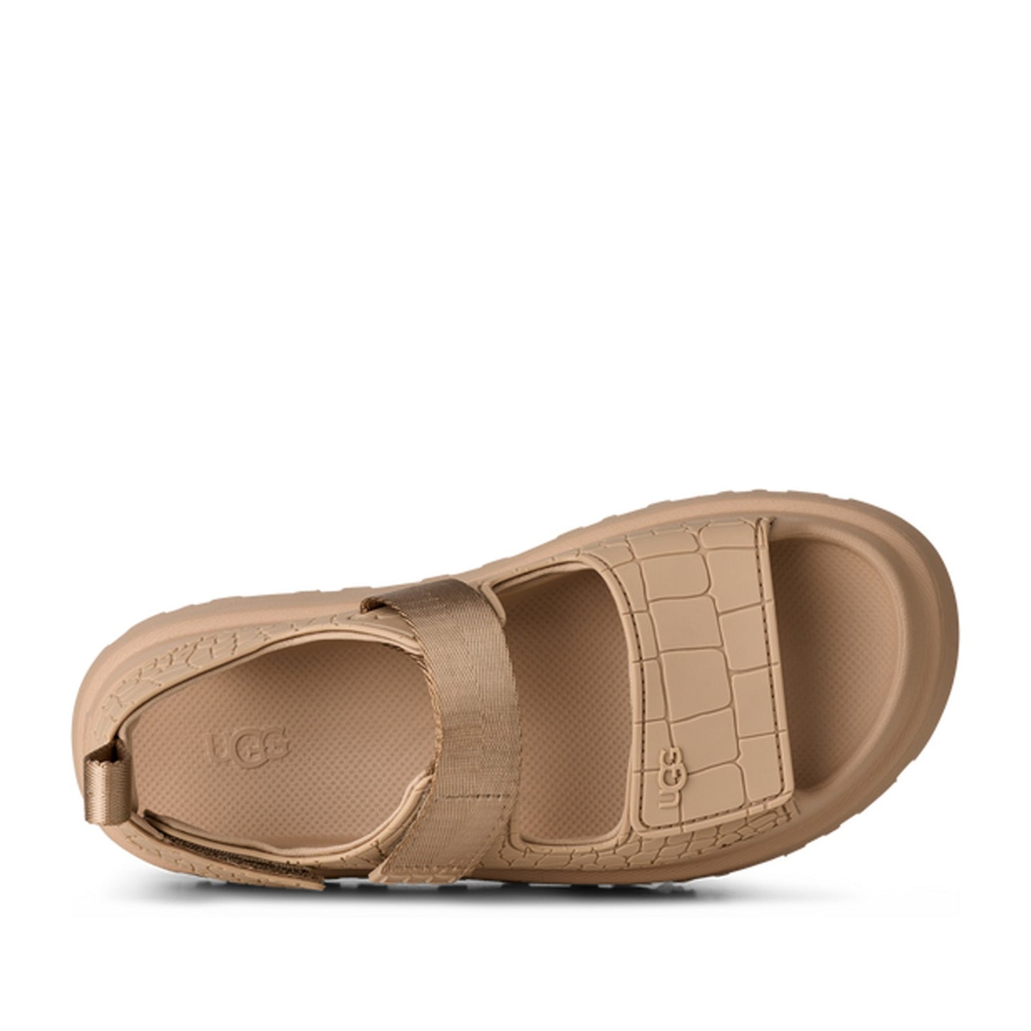 GoldenGlow Women's Beige Embossed Open-Toe Sandals