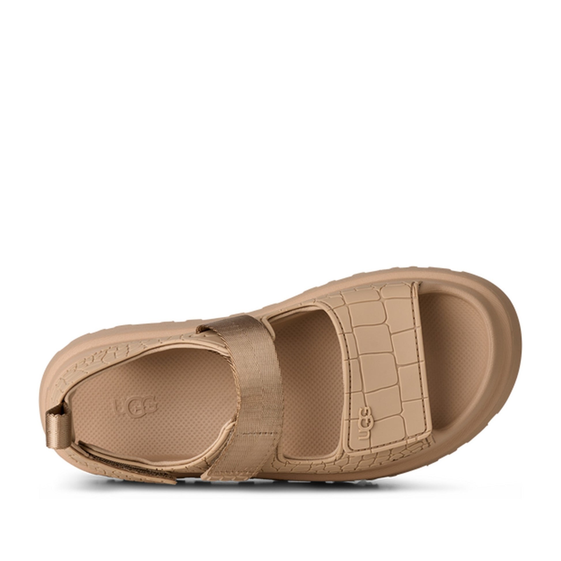 GoldenGlow Women's Beige Embossed Open-Toe Sandals