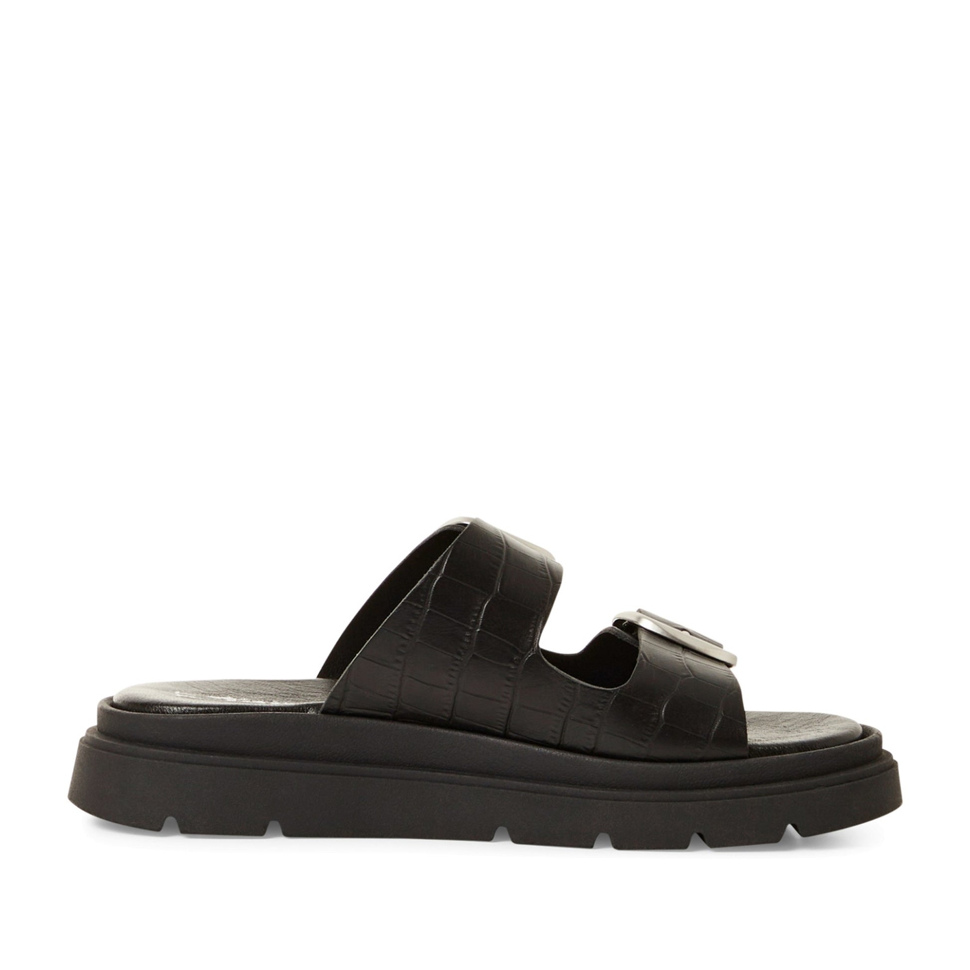Women's Black Open-Toe Slippers
