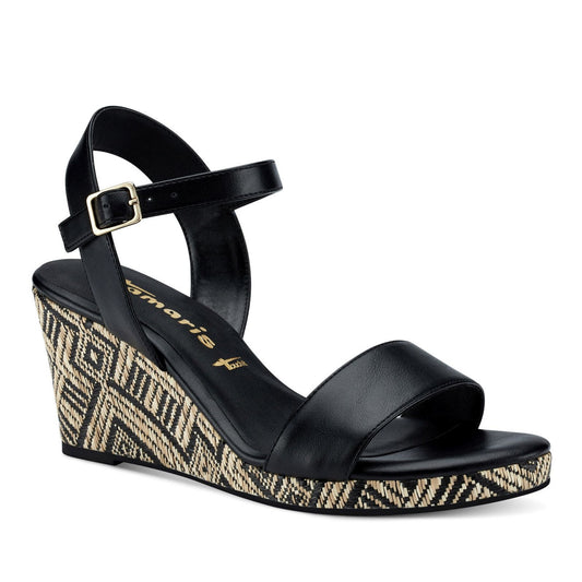 Women's Black Dress Wedge Open-Toe Sandals