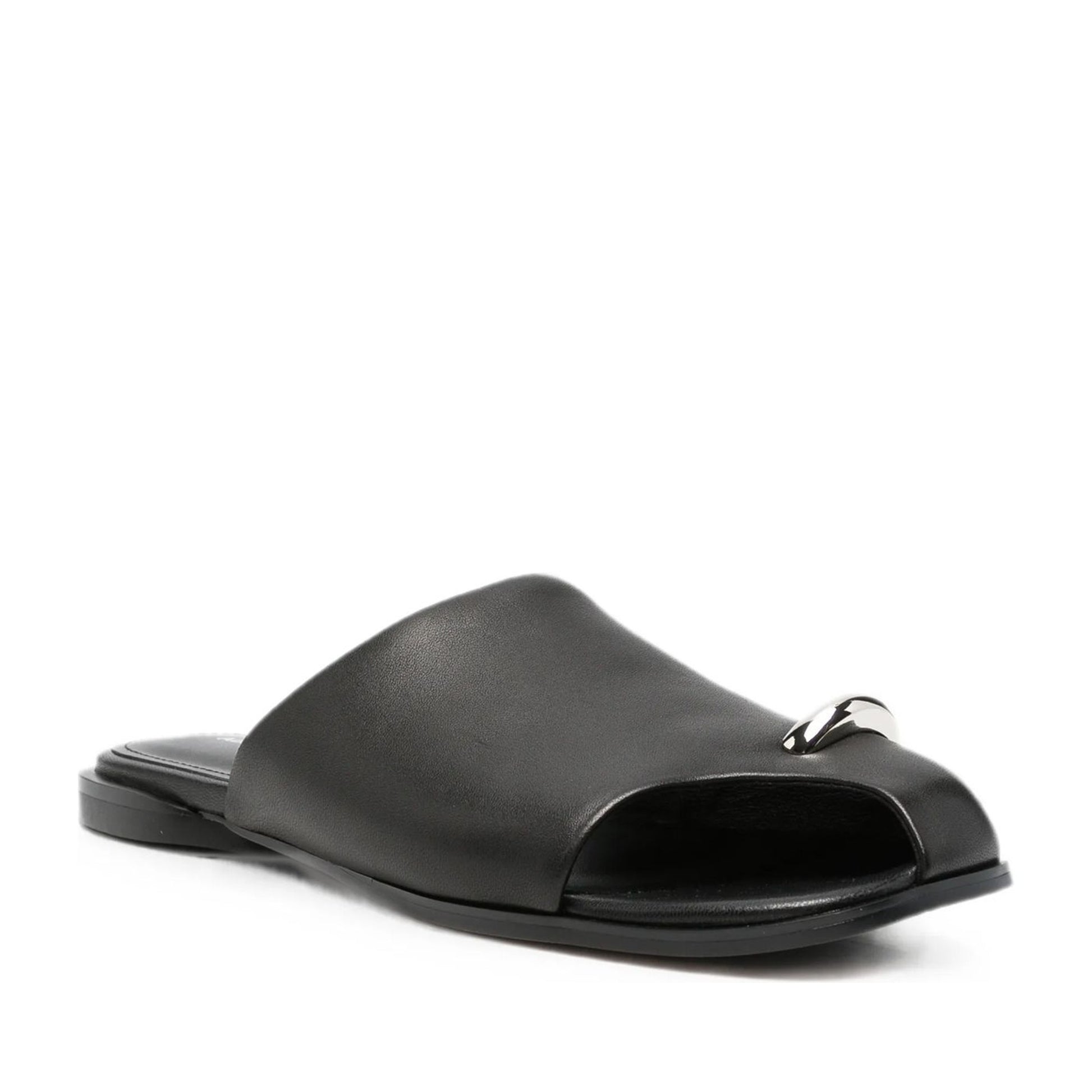 Women's Black Open-Toe Slippers