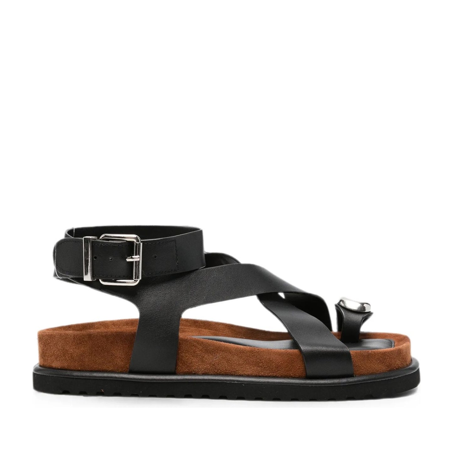 Women's Black Wedge Open-Toe Sandals