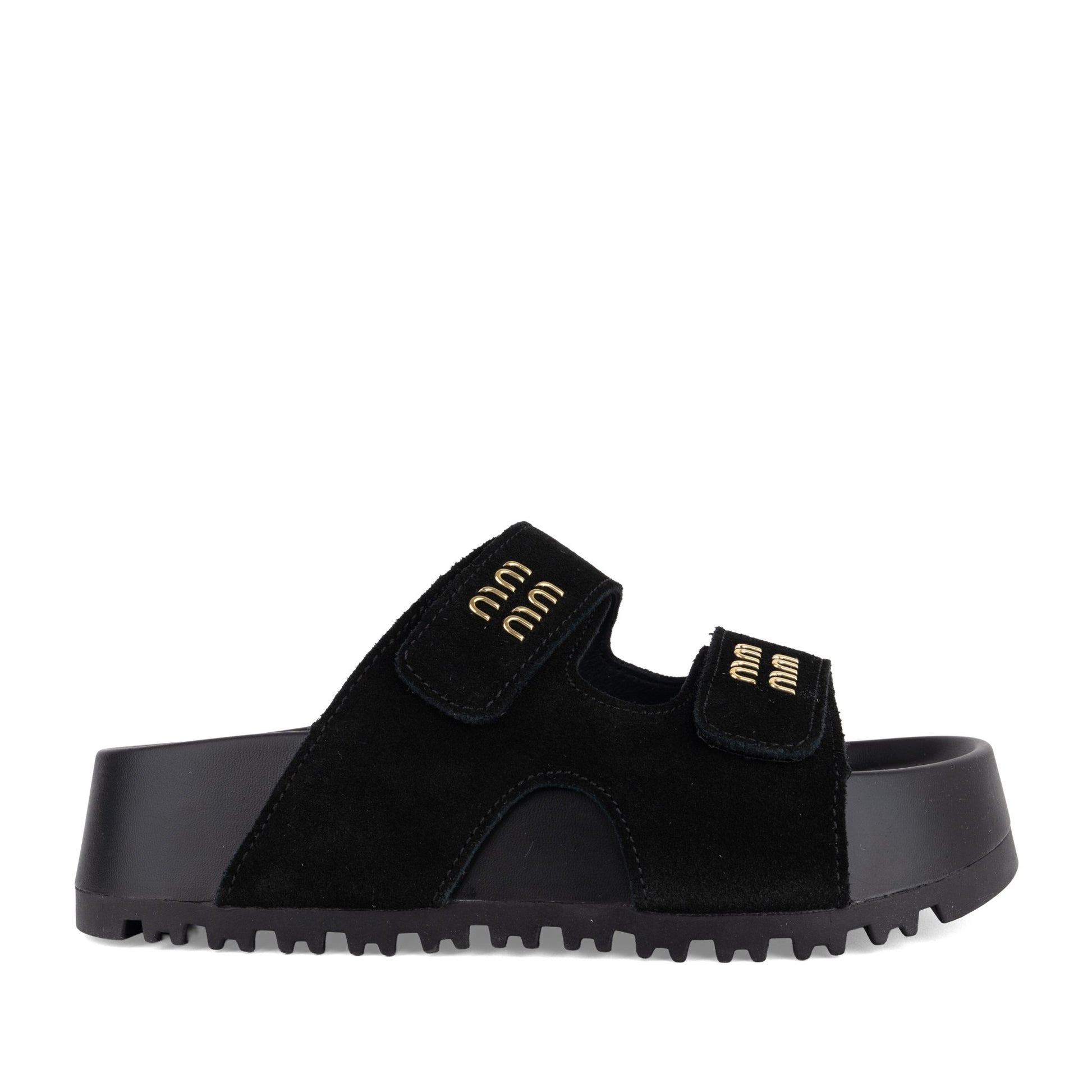 Women's Black Wedge Open-Toe Slippers