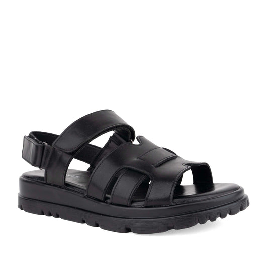Women's Black Wedge Open-Toe Sandals