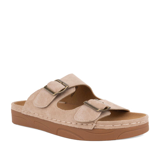 Women's Beige Wedge Open-Toe Slippers