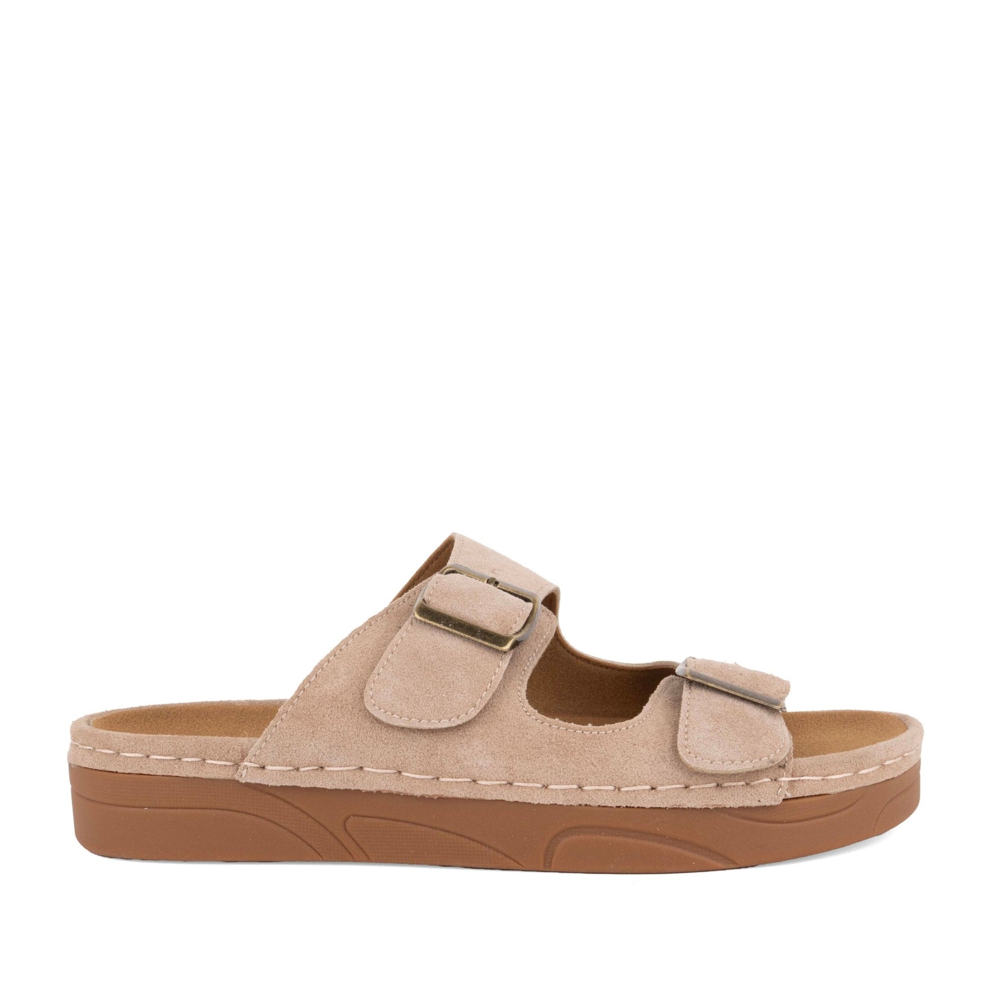 Women's Beige Wedge Open-Toe Slippers