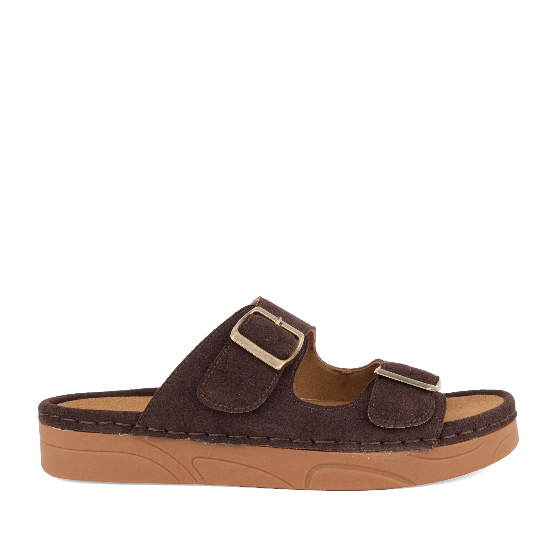 Women's Brown Wedge Open-Toe Slippers