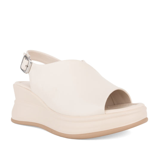 Women's Beige Wedge Open-Toe Sandals