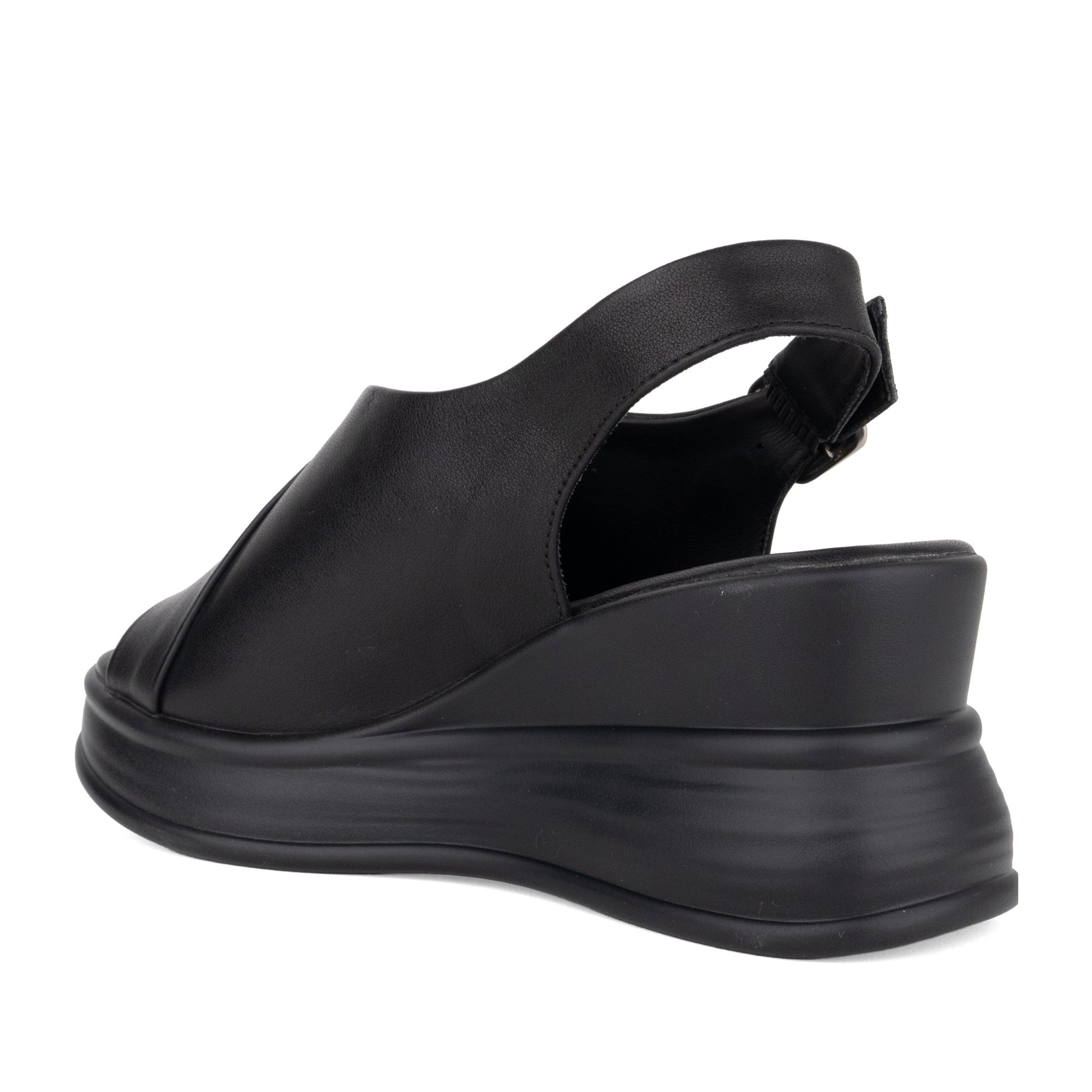 Women's Black Wedge Open-Toe Sandals