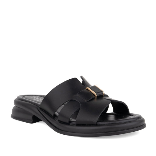 Women's Black Open-Toe Slippers