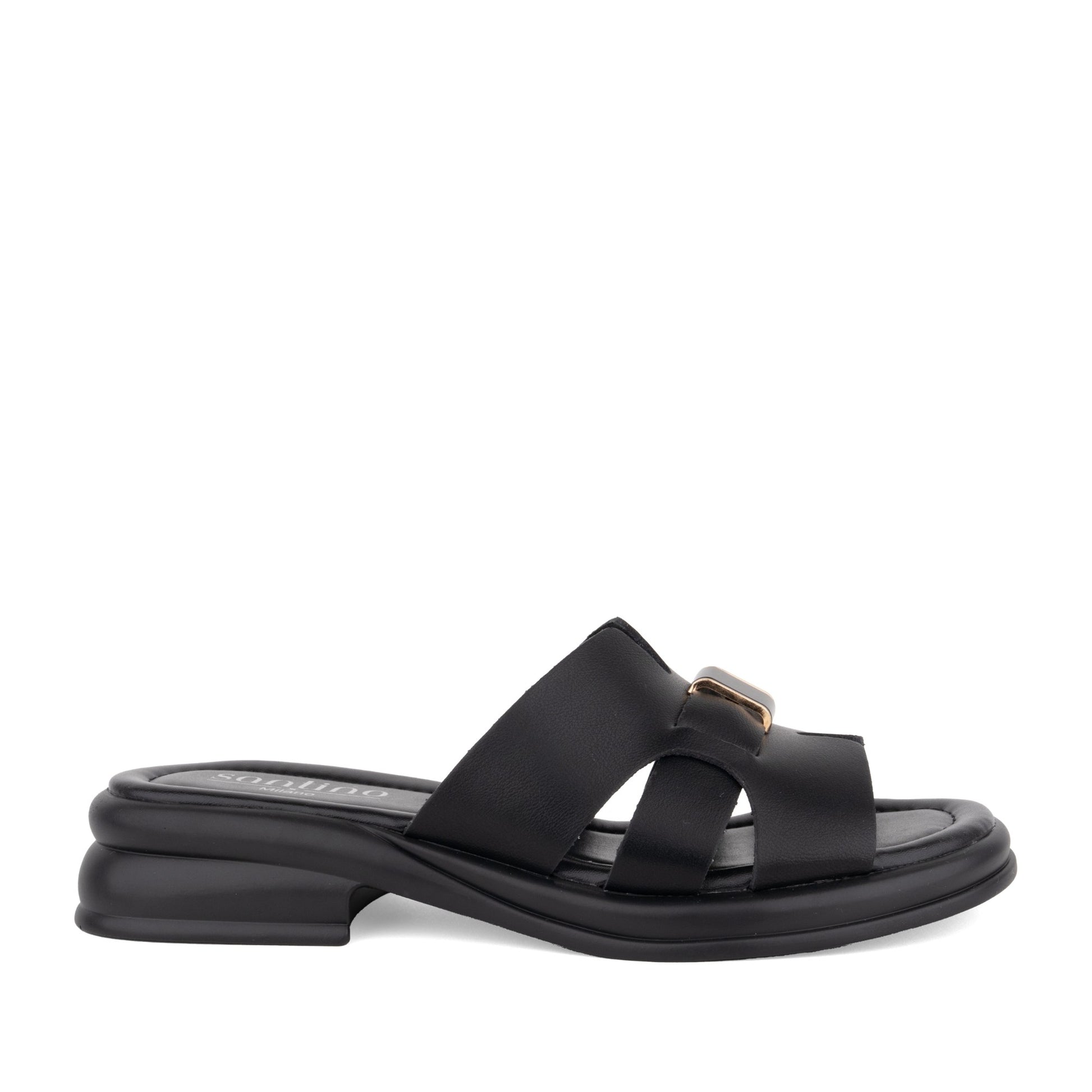 Women's Black Open-Toe Slippers
