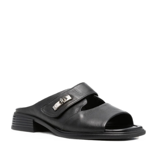 Women's Black Open-Toe Slippers