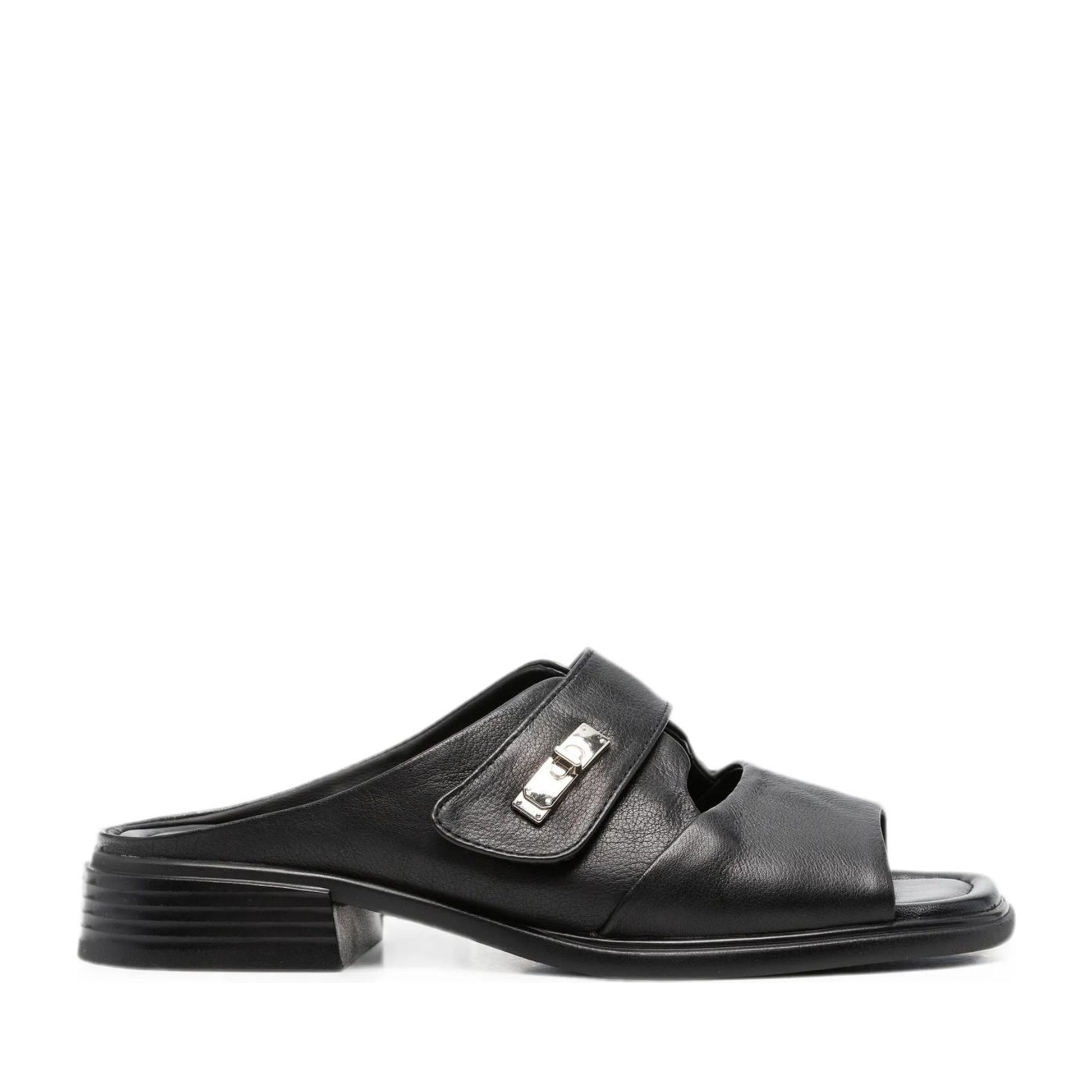 Women's Black Open-Toe Slippers