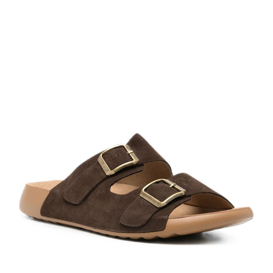 Women's Brown Wedge Open-Toe Slippers