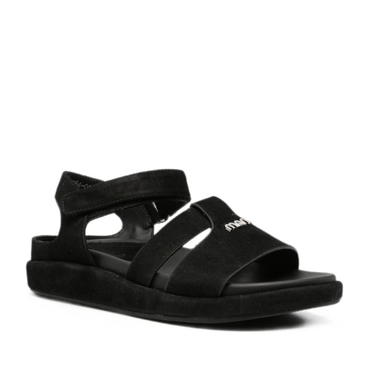 Women's Black Wedge Open-Toe Sandals