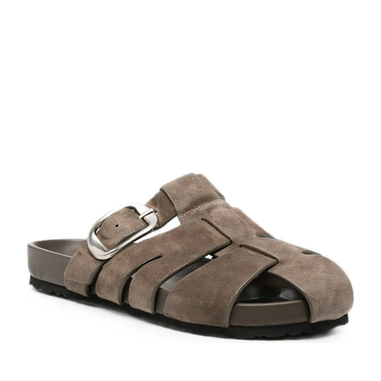 Women's Brown Wedge Open-Toe Slippers