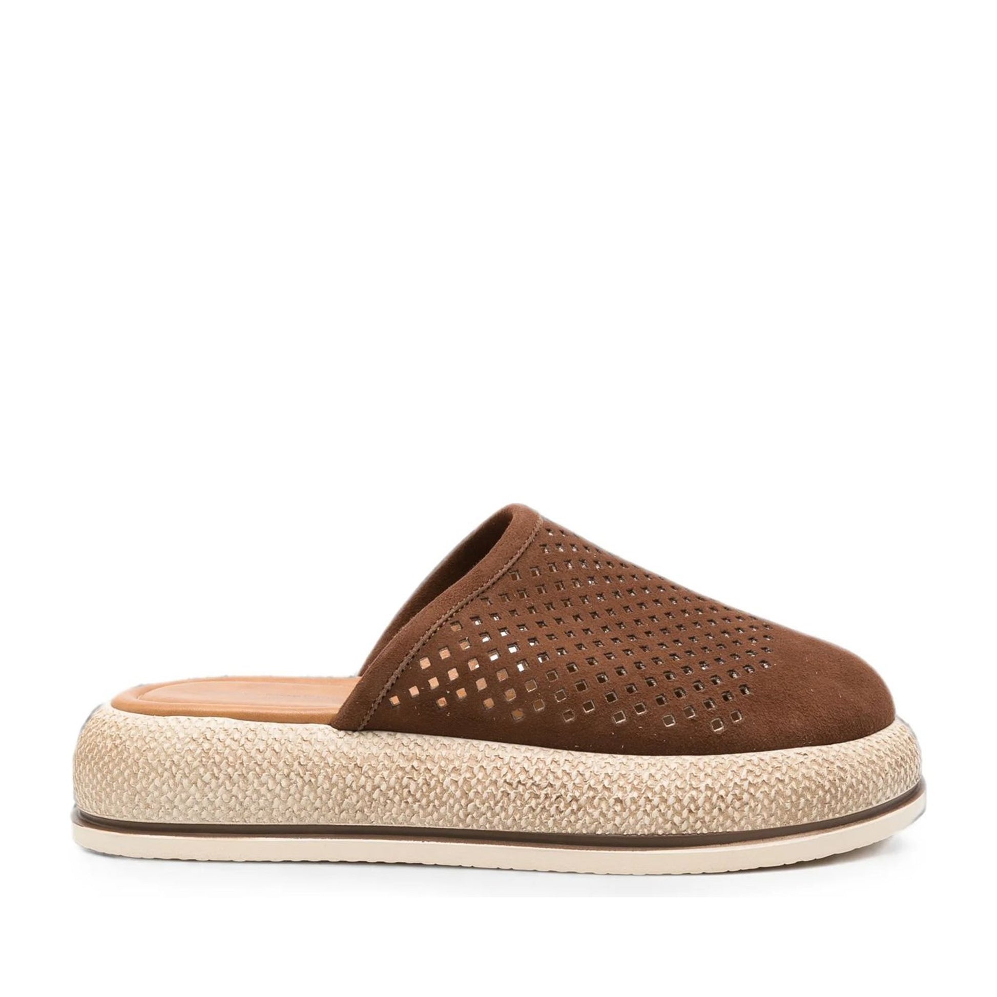 Women's Brown Wedge Mule Slippers