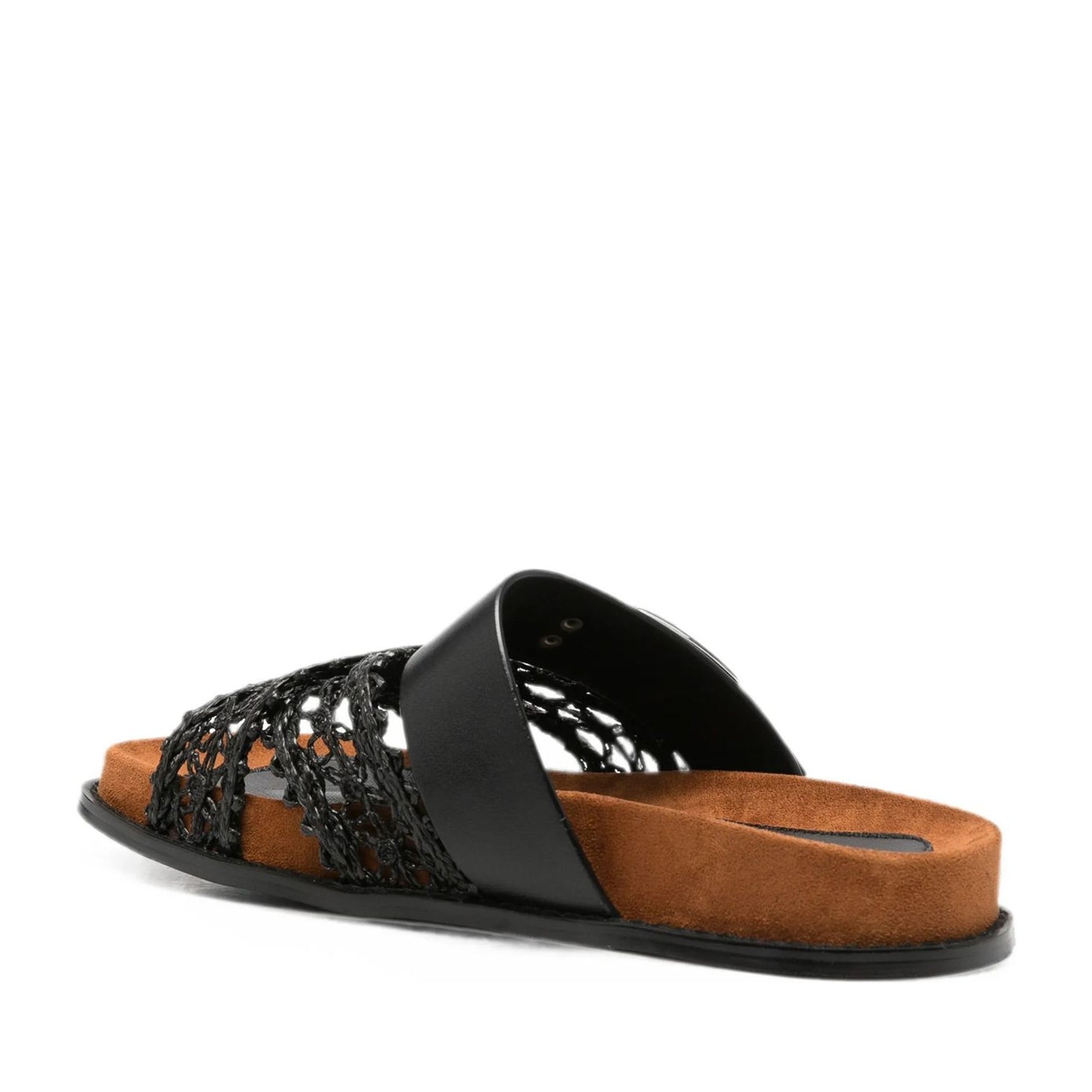 Women's Black Open-Toe Slippers