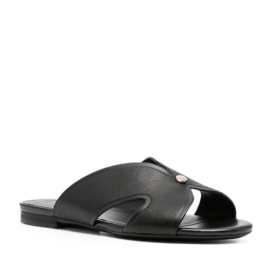 Women's Black Open-Toe Slippers