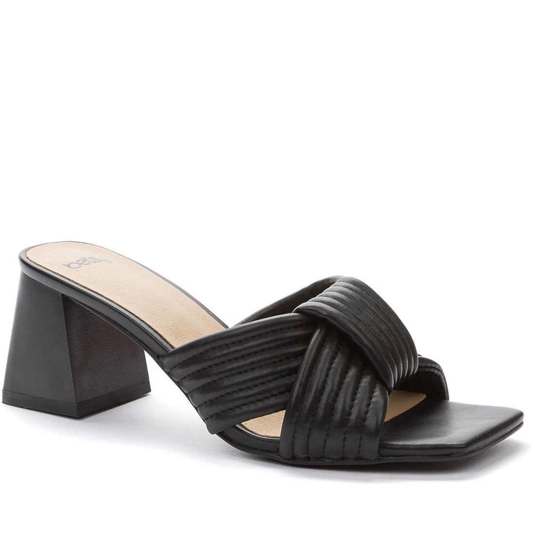 black elegant open mules