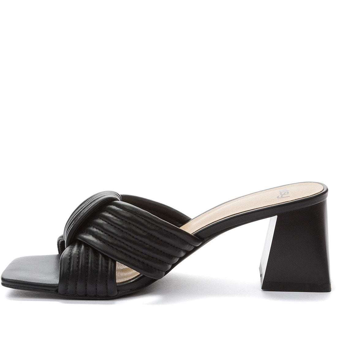 black elegant open mules