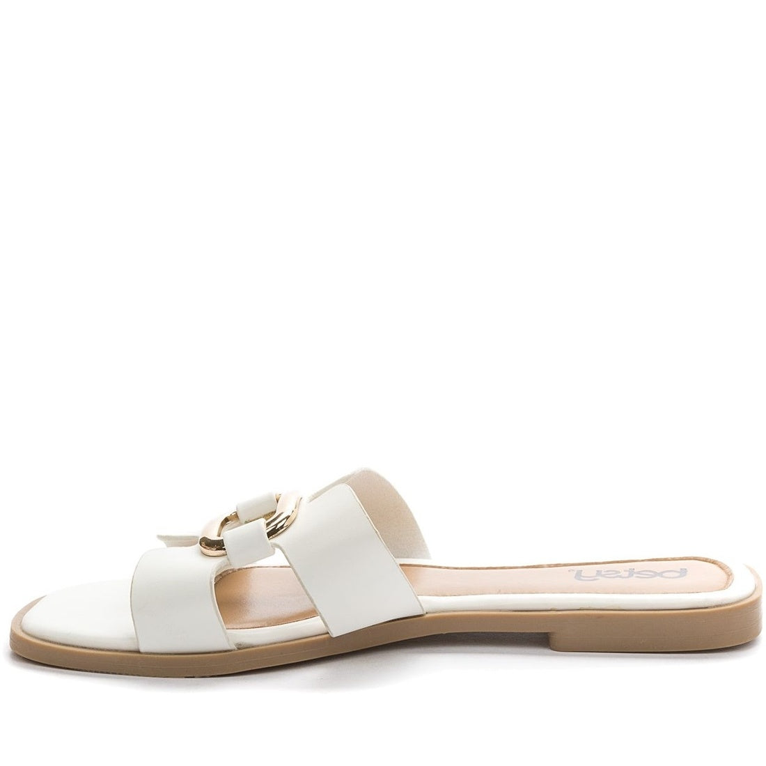 white casual open slippers