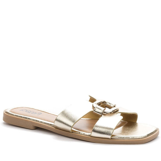 gold casual open slippers