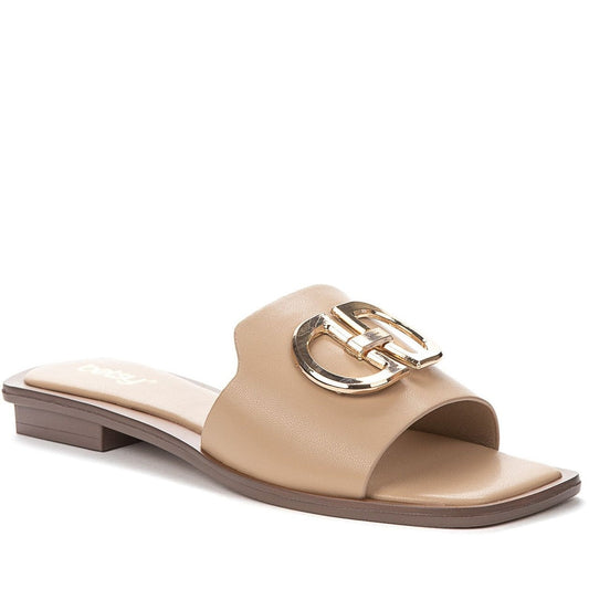 beige casual open slippers