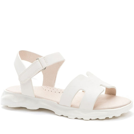 white casual open sandals