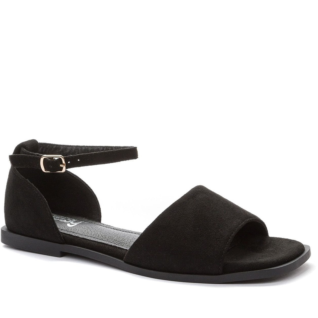 black casual part-open sandals