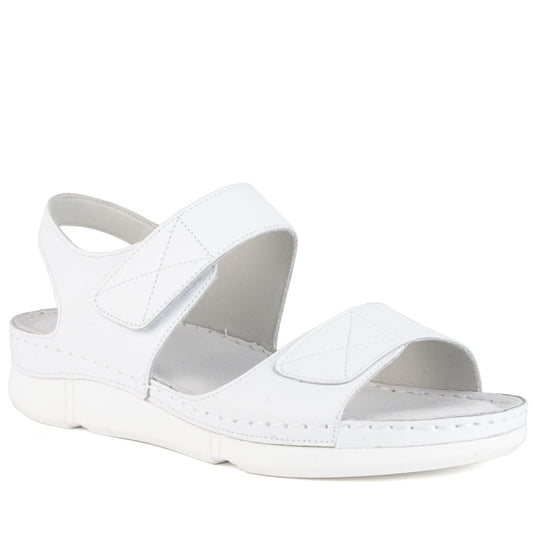 white casual open sandals