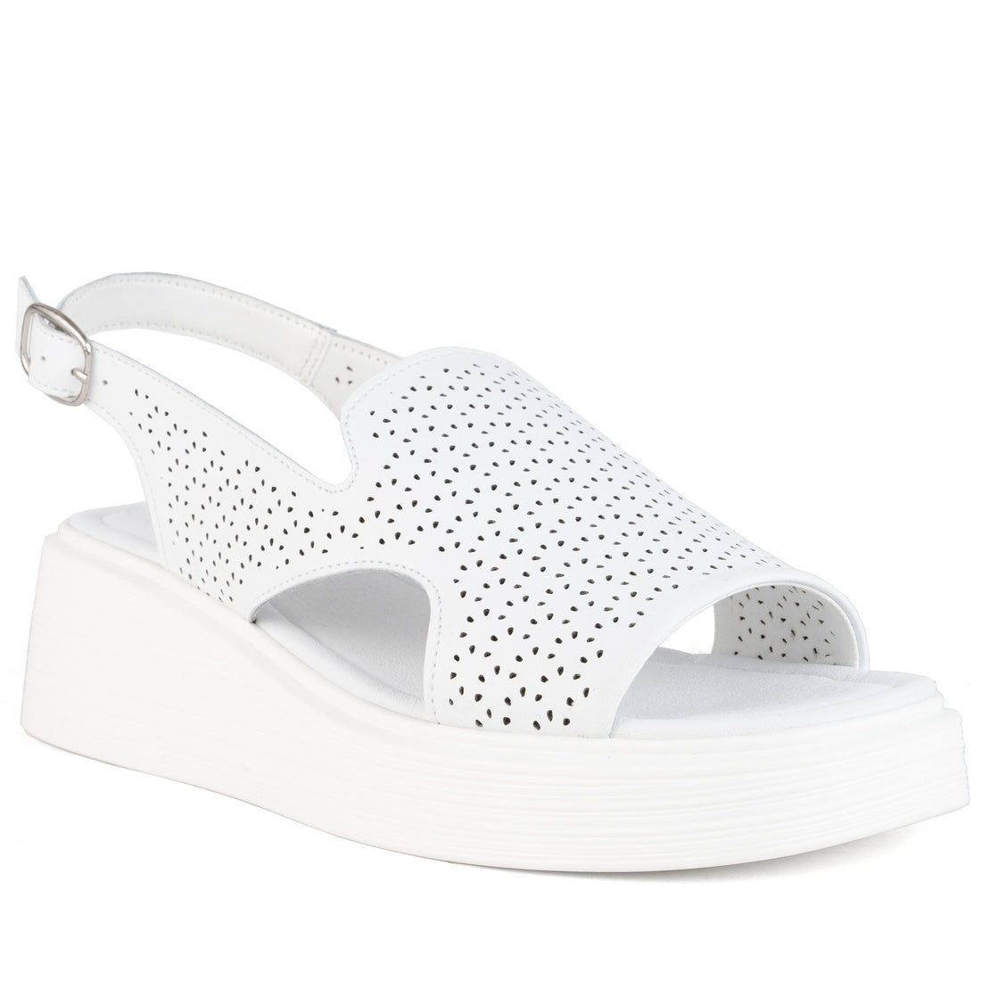 white casual open sandals